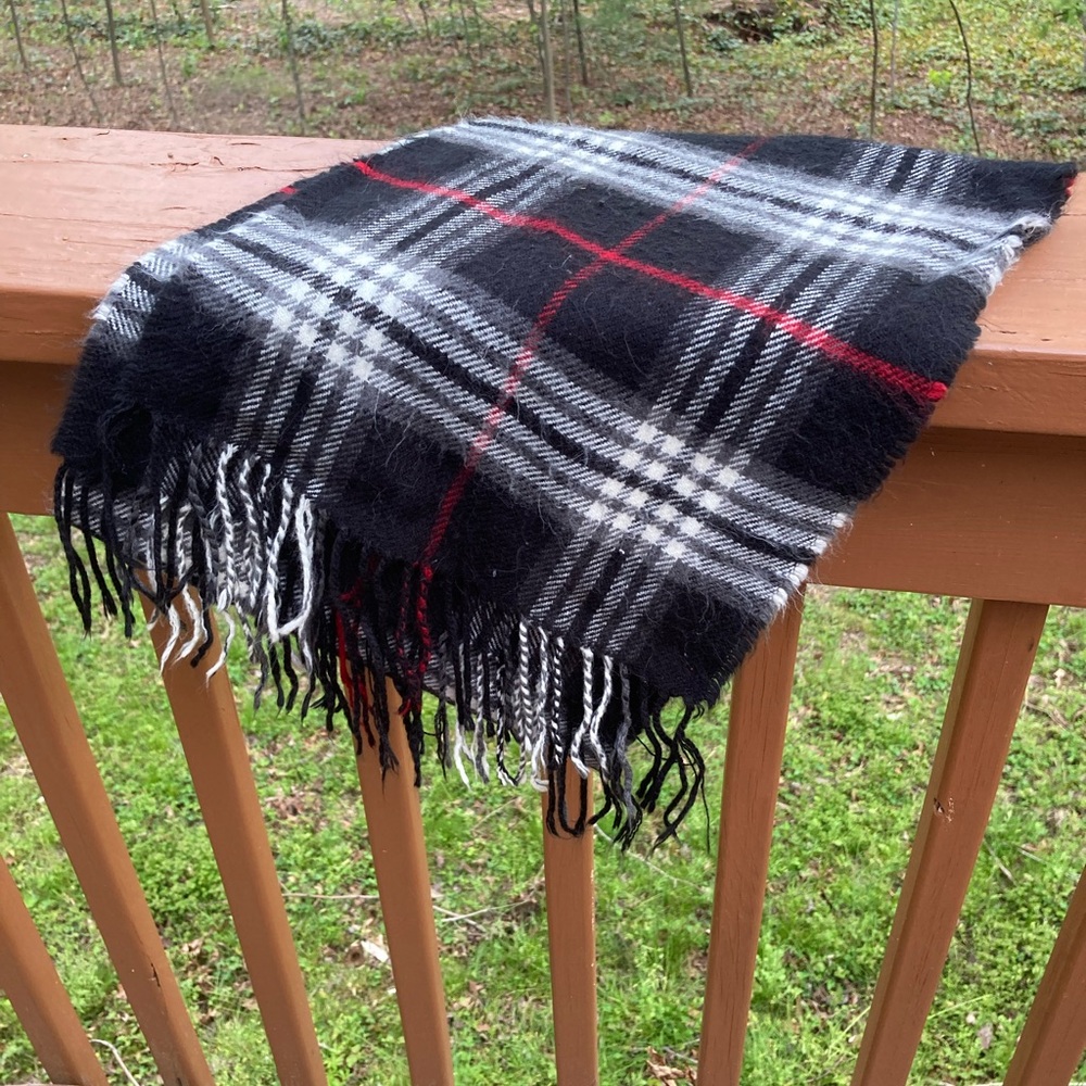 V. Fraas black plaid scarf